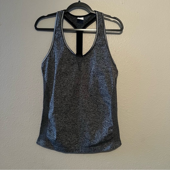 BEBE Heathered Gray / Black Tank Top, Sleeveles.  Size Women's Large  Racerback - Picture 1 of 5